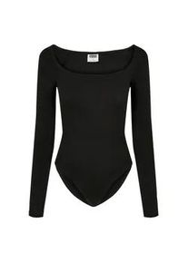 Langarmshirt Urban Classics "Urban Classics Damen Ladies Organic Longsleeve Body", M&auml;dchen, Gr. 3XL, schwarz, 95% Baumwolle, 5% Elasthan, unifarben, slim fit, eckiger Ausschnitt, Shirts Langarmshirt