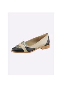 Slipper Heine, Damen, Gr. 35, beige (sand, schwarz), Glattleder, Leder, Rindsleder, Synthetik, Schuhe Slipper