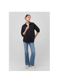 Langarmbluse Mavi "LONG SLEEVE SHIRT", Damen, Gr. XS, schwarz, 70% Baumwolle, 30% Leinen, unifarben, normal normal, eng 1-Knopf-Manschette, Blusen, Bluse langarm