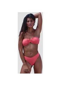 Bandeau-Bikini-Top Copenhagen Studios "Nela", Damen, Gr. 36, Cup A/B, apricot, Rippware, Recycling-Polyamid, strukturiert, unifarben, Bikini-Oberteile, mit V-f&ouml;rmigem Cut-Out vorn