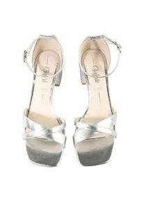 High-Heel-Pumps Buffalo "Buffalo CARRIE CROSS", Damen, Gr. 38, silber, Polyurethan, unifarben, Schuhe