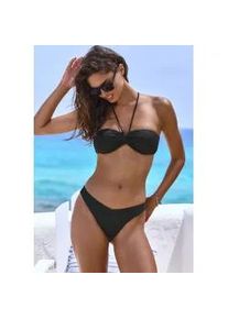 Bandeau-Bikini-Top Copenhagen Studios "Nela", Damen, Gr. 40, Cup A/B, schwarz, Rippware, Recycling-Polyamid, strukturiert, unifarben, Bikini-Oberteile, mit V-f&ouml;rmigem Cut-Out vorn