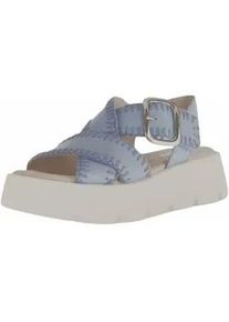 Plateausandaletten Gabor "Gabor Sandalen Nappaleder", Damen, Gr. 40, blau (sky), Nappaleder, Schuhe
