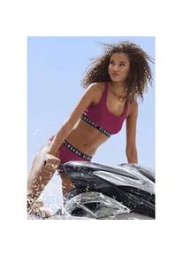 Bustier-Bikini ELBSAND, Damen, Gr. 34, Cup C/D, beere, Recycling-Polyamid, unifarben mit Farbeinsatz, Bikini-Sets, mit Markenschriftz&uuml;gen in Kontrastfarbe