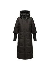 Steppmantel Navahoo "Ciao Miau XIV", Damen, Gr. XXXL(46), schwarz, Oberstoff: 100% Polyester; Futter: 100% Polyester; Wattierung: 100% Polyester; &Auml;rmelfutter: 100% Polyester, oversize ca. Mitte Wade, eng Rippstrickb&uuml;ndchen krempelbar, M&auml;ntel Steppmantel, Langer Wintermantel mit Rippstrick&auml;rmel