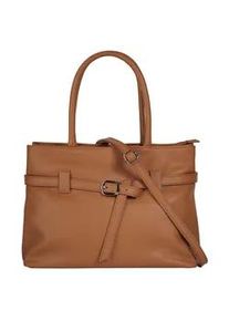Henkeltasche CLUTY, Damen, Gr. B/H/T: 33cm x 23cm x 15cm onesize, cognac, Leder, leicht gl&auml;nzend, unifarben, Taschen, echt Leder, Made in Italy