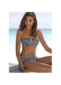 B&uuml;gel-Bandeau-Bikini-Top s.Oliver "Kanto", Damen, Gr. 40, Cup D, schwarz, wei&szlig;, Microfaser, Recycling-Polyamid, bedruckt, Bikini-Oberteile, im Animal-Design