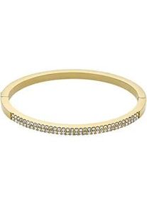 Armreif Fossil "Schmuck Geschenk Edelstahl ELLIS", gold (gelbgoldfarben, kristallwei&szlig;, kristallwei&szlig;), Armb&auml;nder, Damen, Edelstahl, Armreif, mit Glasstein