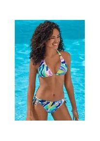 Triangel-Bikini s.Oliver, Damen, Gr. 36, Cup C/D, blau, gr&uuml;n, Recycling-Polyamid, gemustert, Bikini-Sets Triangel-Bikini, mit modischem Design