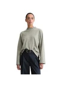 Marc O'Polo Langarmshirt MARC O'POLO "aus garngef&auml;rbtem Heavy-Slub-Jersey", Damen, Gr. XL, dunkelgrau, Obermaterial: 100% Baumwolle, gestreift, Basic, regular fit, normaler Saum, Shirts Langarmshirt