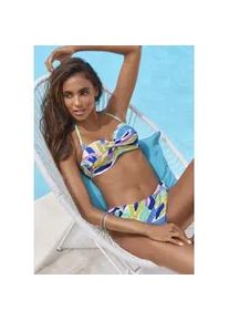 B&uuml;gel-Bandeau-Bikini s.Oliver, Damen, Gr. 44, Cup D, blau, gr&uuml;n, Recycling-Polyamid, gemustert, Bikini-Sets, mit modischem Design