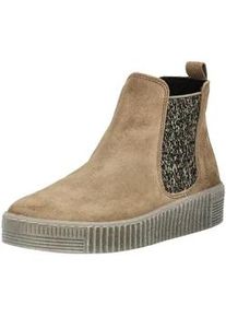 Plateaustiefelette Gabor "Gabor Stiefelette Veloursleder/Textil", Damen, Gr. 37,5, hellbraun, Textil, Veloursleder, Schuhe