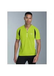 Radtrikot TRIGEMA "TRIGEMA Fahrradtrikot mit praktischer R&uuml;ckentasche", Herren, Gr. M, lemon, 100% Polyester, Trikots