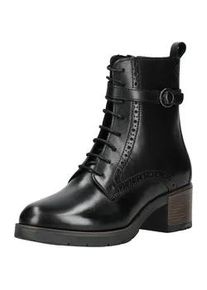 Schn&uuml;rstiefelette Tamaris "Tamaris Stiefelette Leder", Damen, Gr. 38, schwarz, Leder, Schuhe Schn&uuml;rstiefelette