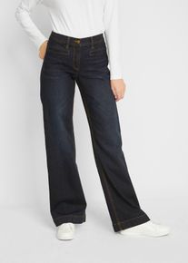 bonprix Wide-Leg-Jeans Mid Waist Bequembund, blau, Gr.42, Moderne Baumwoll-Jeans sorgt mit extra weitem Bein f&uuml;r gro&szlig;es Wohlf&uuml;hlkomfort, 98% Baumwolle