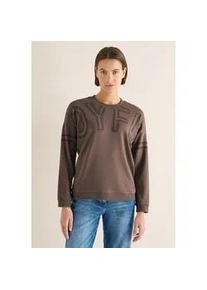 Langarmshirt Cecil, Damen, Gr. XL (44), urban taupe, Web, 72% Viskose, 25% Polyester, 3% Elasthan, unifarben, normal normal, Rundhals, B&uuml;ndchen, Shirts Langarmshirt, mit Frontprint