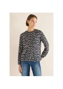 Langarmbluse Cecil, Damen, Gr. XXL (46), universal blau, Stoff, 100% Viskose, gemustert, normal normal, Rundhals, B&uuml;ndchen, Blusen, mit grafischem Muster