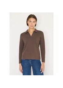 Langarmshirt Cecil, Damen, Gr. L (42), urban taupe, Web, 78% Baumwolle, 16% Polyester, 6% Elasthan, unifarben, normal normal, V-Ausschnitt, abgesteppt, Shirts Langarmshirt, aus Baumwolle mit Stretchante