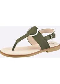 Zehentrenner Heine, Damen, Gr. 42, khaki, Glattleder, Leder, Rindsleder, Schuhe Zehentrenner