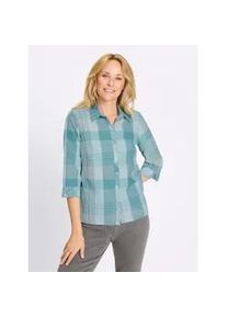 Karobluse Classic Basics, Damen, Gr. 46, ozean, wei&szlig;, kariert, 50% Baumwolle, 50% Polyester, gemustert, kariert, mehrfarbig, Blusen Karobluse