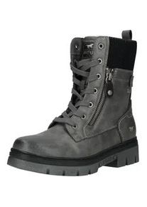 Schn&uuml;rstiefelette Mustang SHOES "Mustang Shoes Stiefelette Lederimitat", Damen, Gr. 39, grau, Lederimitat, Schuhe Schn&uuml;rstiefelette