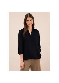 Hemdbluse Cecil, Damen, Gr. M (40), blau (urban dunkelblau), Stoff, 100% Viskose, unifarben, normal normal, V-Ausschnitt, Umschlagbund, Blusen Hemdbluse, aus softer Viskose
