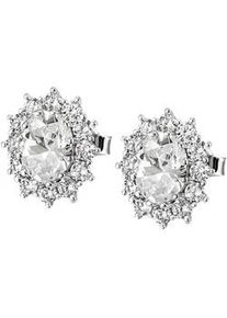 Paar Ohrstecker Firetti "Schmuck Geschenk Silber 925 Ohrschmuck Ohrringe Lady D Diana Royal", silberfarben, kristallwei&szlig;, kristallwei&szlig;, Ohrringe, Damen, Silber 925 (Sterlingsilber), mit Glasstein, Zirkonia (synth.)