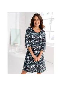 Nachthemd "Nachthemd", Damen, Gr. 48/50, Normalgr&ouml;&szlig;en, marine, bedruckt, 100% Baumwolle, gebl&uuml;mt, gemustert, mehrfarbig, Kleider Nachthemd