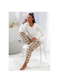 w&auml;schepur Pyjamaoberteil W&Auml;SCHEPUR "Schlafanzug-Shirt", Damen, Gr. 48/50, ecru, 50% Baumwolle, 50% Modal, unifarben, Shirts