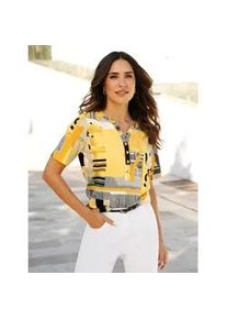 Kurzarmshirt Classic Basics "Kurzarm-Shirt", Damen, Gr. 40, ocker, sand, bedruckt, 100% Baumwolle, gemustert, mehrfarbig, Rundhals, Shirts