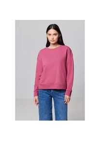 Langarmshirt STREET ONE STUDIO, Damen, Gr. 42, rosa (schwarz candy pink), Web, 65% Baumwolle, 35% Polyester, unifarben, normal normal, Rundhals, B&uuml;ndchen, Shirts Langarmshirt, mit Glitzersteinen