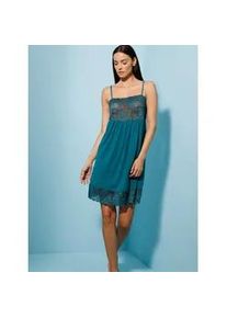 w&auml;schepur Nachthemd W&Auml;SCHEPUR "Nachthemd", Damen, Gr. 44/46, Normalgr&ouml;&szlig;en, aquapetrol, 95% Viskose, 5% Elasthan, unifarben, Kleider Nachthemd