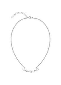 Edelstahlkette Lacoste "CROCODILE", edelstahlfarben, kristallwei&szlig;, Halsketten, Damen, mit Stein, Edelstahl, L: 45,5 B: 2mm, Edelstahlkette, wahlweise mit oder ohne Stein, B:2mm
