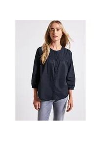 Hemdbluse Street One, Damen, Gr. 36, blau (deepwater blau), Web, 100% Baumwolle, unifarben, normal normal, Rundhals, B&uuml;ndchen, Blusen Hemdbluse, Feel Good Fit