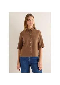 Hemdbluse Cecil, Damen, Gr. XL (44), mocha caramel, Stoff, 95% Polyester, 5% Elasthan, unifarben, klassisch normal, V-Ausschnitt, abgesteppt, Blusen Hemdbluse, mit Knopfleiste