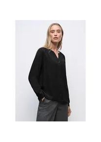 Langarmbluse Street One, Damen, Gr. 38, schwarz, Stoff, 100% Viskose, unifarben, klassisch normal, V-Ausschnitt, B&uuml;ndchen, Blusen, im Tunika-Style