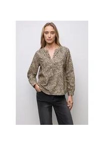 Langarmbluse Street One, Damen, Gr. 36, sanded beige, Web, 100% Baumwolle, klassisch normal, Rundhals, B&uuml;ndchen, Blusen, mit geschlitztem Rundhalsausschnitt