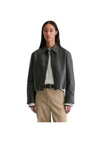 Marc O'Polo Langarmbluse MARC O'POLO "aus softem Lammleder", Damen, Gr. 42, schwarz, Obermaterial: 100% Leder (Lamm); Futter: 100% Baumwolle, unifarben, regular fit normal, Manschette, Blusen