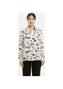 Langarmbluse Milano Italy, Damen, Gr. 38, cream print, Web, Material: 100% Viskose, bedruckt, regular fit normal, hoch geschlossener Ausschnitt, &Auml;rmel mit &Auml;rmelschlitz 1-Knopf-Manschette, Blusen, mit Kellerfalte im R&uuml;cken