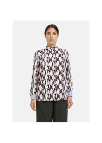 Langarmbluse Milano Italy, Damen, Gr. 44, vino print, Web, Material: 100% Viskose, bedruckt, regular fit normal, hoch geschlossener Ausschnitt, &Auml;rmel mit &Auml;rmelschlitz 1-Knopf-Manschette, Blusen, mit Kellerfalte im R&uuml;cken