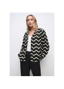 Langarmbluse Street One, Damen, Gr. 46, schwarz, Stoff, 100% Viskose, gemustert, klassisch normal, B&uuml;ndchen, Blusen, mit Zick Zack Muster