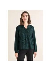 Langarmbluse Cecil, Damen, Gr. XXL (46), schwarz sea gr&uuml;n, Stoff, 100% Viskose, gemustert, klassisch normal, V-Ausschnitt, B&uuml;ndchen, Blusen, mit grafischem Muster