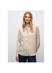 Hemdbluse Street One, Damen, Gr. 46, morning beige meliert, Stoff, 100% Viskose, unifarben, normal normal, V-Ausschnitt, B&uuml;ndchen, Blusen Hemdbluse, aus softer Viskose