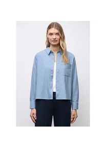 Langarmbluse Street One, Damen, Gr. 46, frosted blau meliert, Stoff, 63% Polyester, 34% Viskose, 3% Elasthan, meliert, klassisch normal, V-Ausschnitt, B&uuml;ndchen, Blusen, im Melange Look