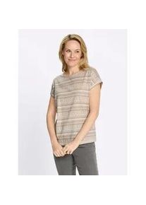 Kurzarmshirt Classic Basics "Kurzarm-Shirt", Damen, Gr. 46, beige, ecru, bedruckt, 100% Baumwolle, bedruckt, gemustert, gestreift, Rundhals, Shirts