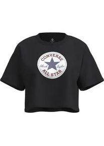 T-Shirt Converse "CHUCK PATCH TEE", Damen, Gr. L, Converse schwarz, Obermaterial: 62% Baumwolle, 33% Polyester, 5% Elasthan, Rundhals, Shirts T-Shirt, sportlicher Stil, mit kurzen &Auml;rmeln, mit flexiblem Elasthan-Anteil