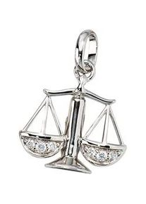 Sternzeichenanh&auml;nger Jobo "Anh&auml;nger Sternzeichen", silber 925, Schmuckanh&auml;nger, Damen, Waage, Silber 925 (Sterlingsilber), 925 Silber rhodiniert mit Zirkonia