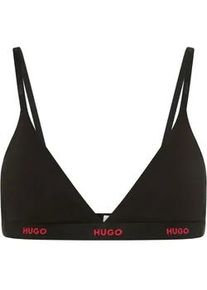 Triangel-BH HUGO UNDERWEAR "aus Stretch-Baumwolle mit Logo-Unterbrustband", Damen, Gr. XL, N-Gr, schwarz 001, Obermaterial: 93% Baumwolle, 7% Elasthan, BHs Triangel-BH, mit herausnehmbaren Polstern, geformte K&ouml;rbchen