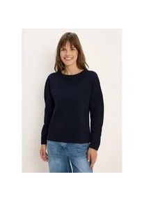 Langarmshirt Cecil, Damen, Gr. XXL (46), blau (urban dunkelblau), Web, 97% Baumwolle, 3% Elasthan, unifarben, normal normal, U-Boot-Ausschnitt, abgesteppt, Shirts Langarmshirt, aus elastischem Materialmix