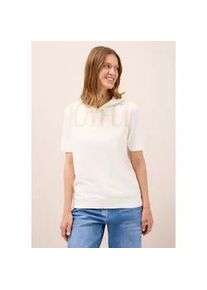 Kapuzenshirt Cecil, Damen, Gr. XXL (46), wei&szlig; (vanillewei&szlig;), Web, 48% Baumwolle, 48% Modal, 4% Elasthan, unifarben, comfort fit normal, ohne Ausschnitt, abgesteppt, Shirts Kapuzenshirt, im soften Baumwoll-Mix